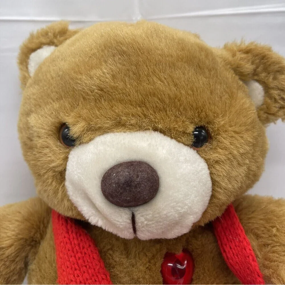 VINTAGE 1986 IPM BROWN MUSICAL CHRISTMAS TEDDY BEAR SCARF STUFFED ANIMAL 16